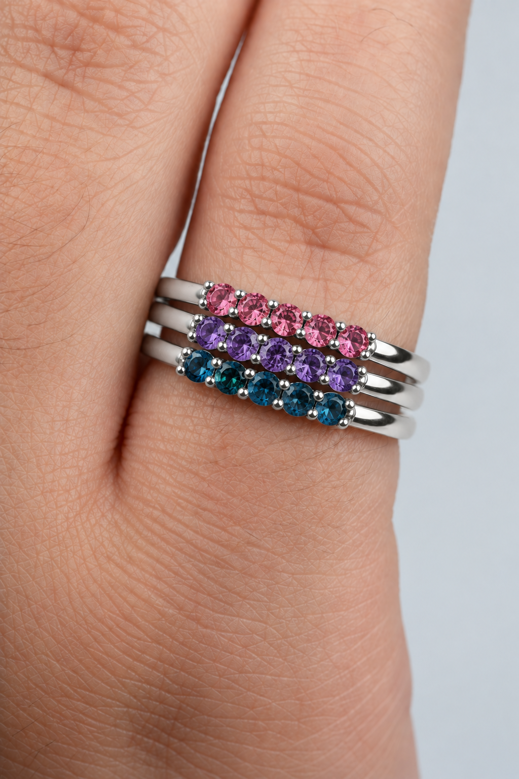 Build Your Flag - Bisexual Pride Stack in Sterling Silver
