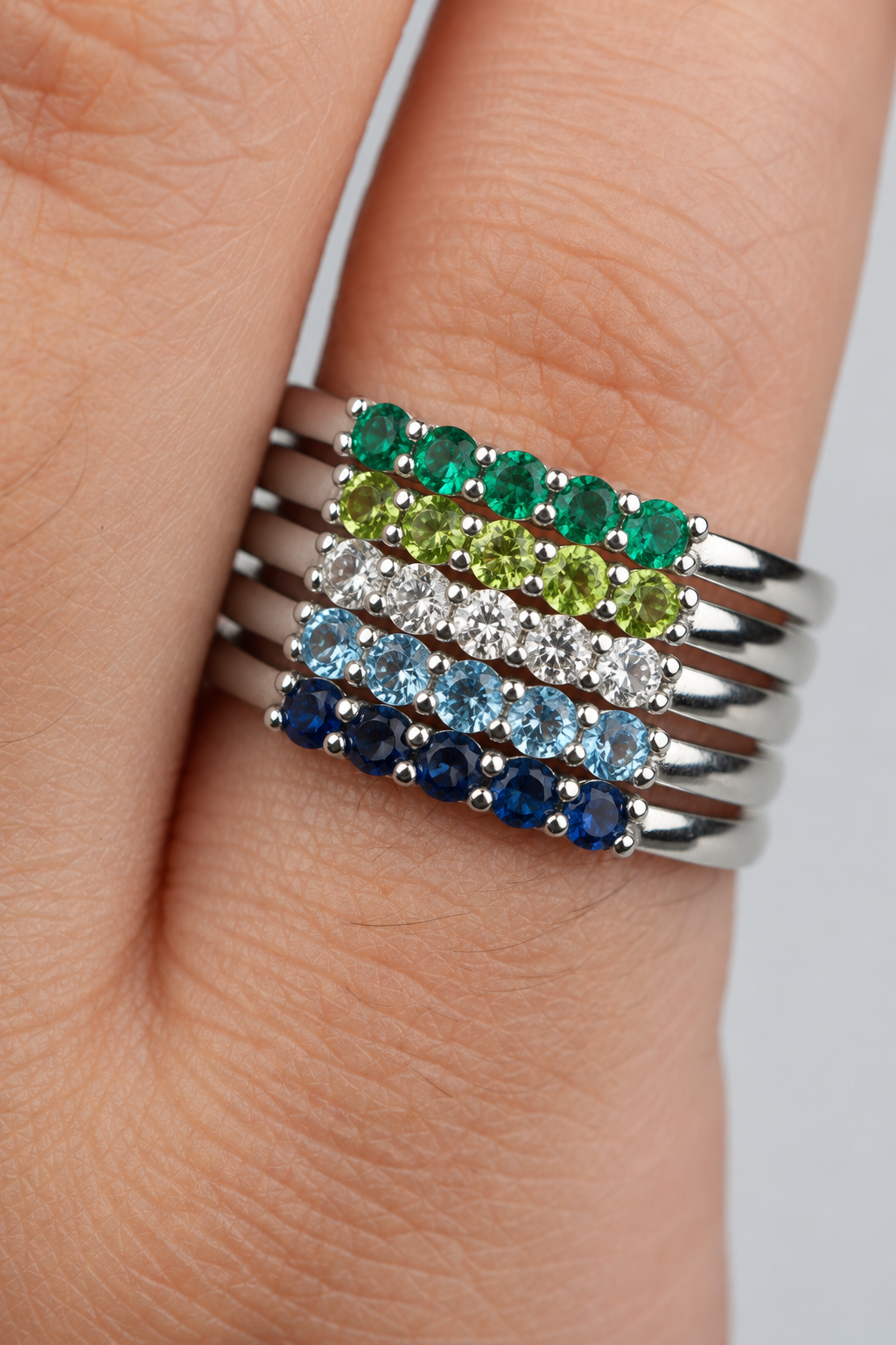 Build Your Flag - Gay Man Pride Five Stack in Sterling Silver