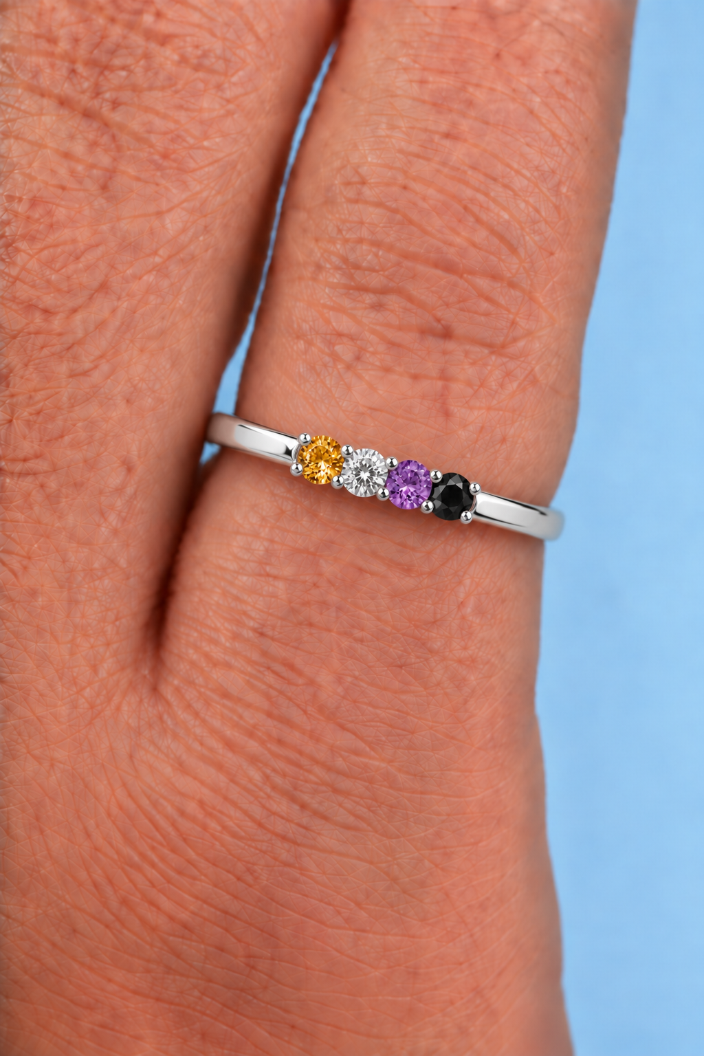Build Your Flag - Non Binary Pride Ring in 14K Yellow or White Gold