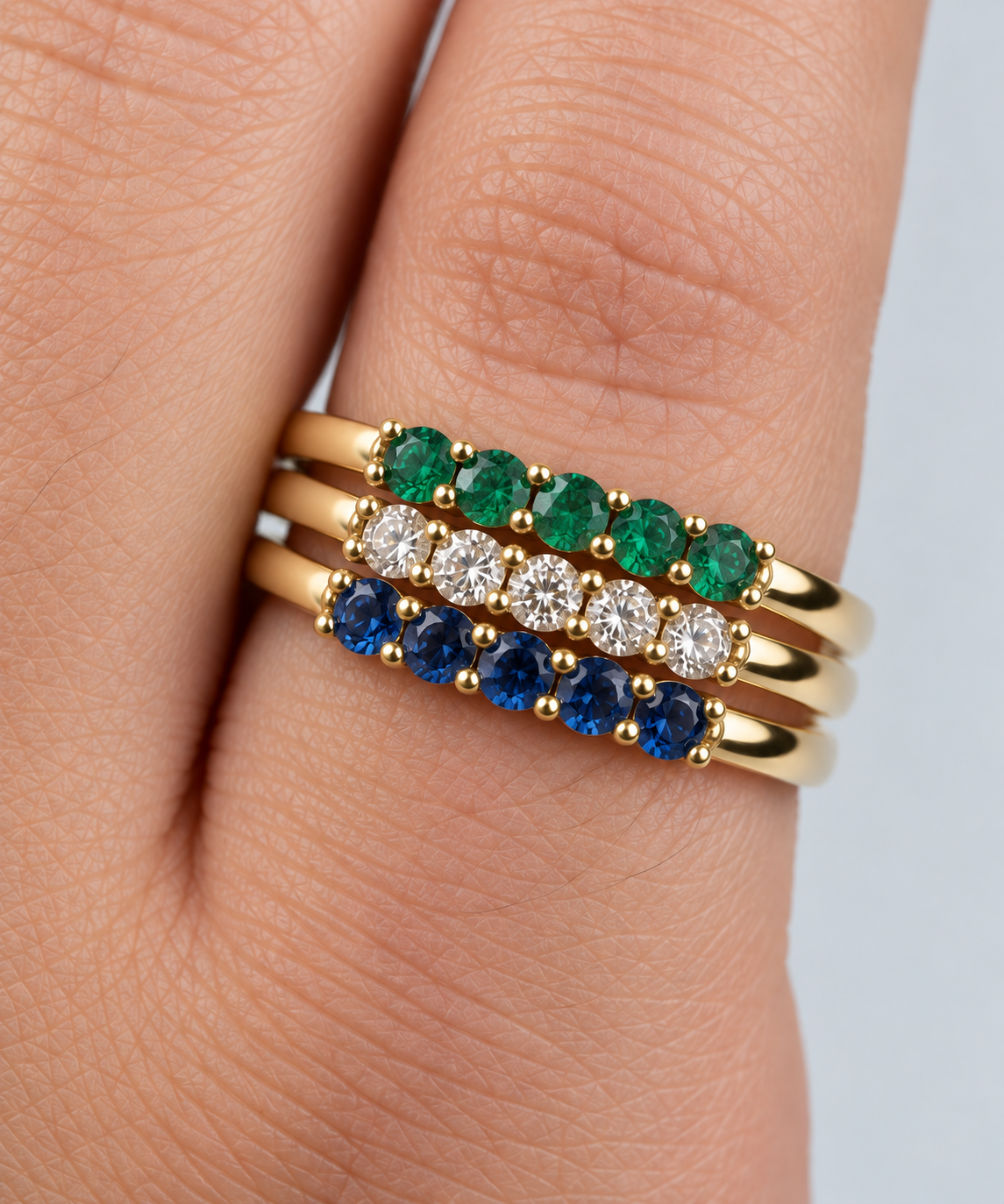 Build Your Flag - Gay Man Pride Three Stack in 14K Yellow Gold