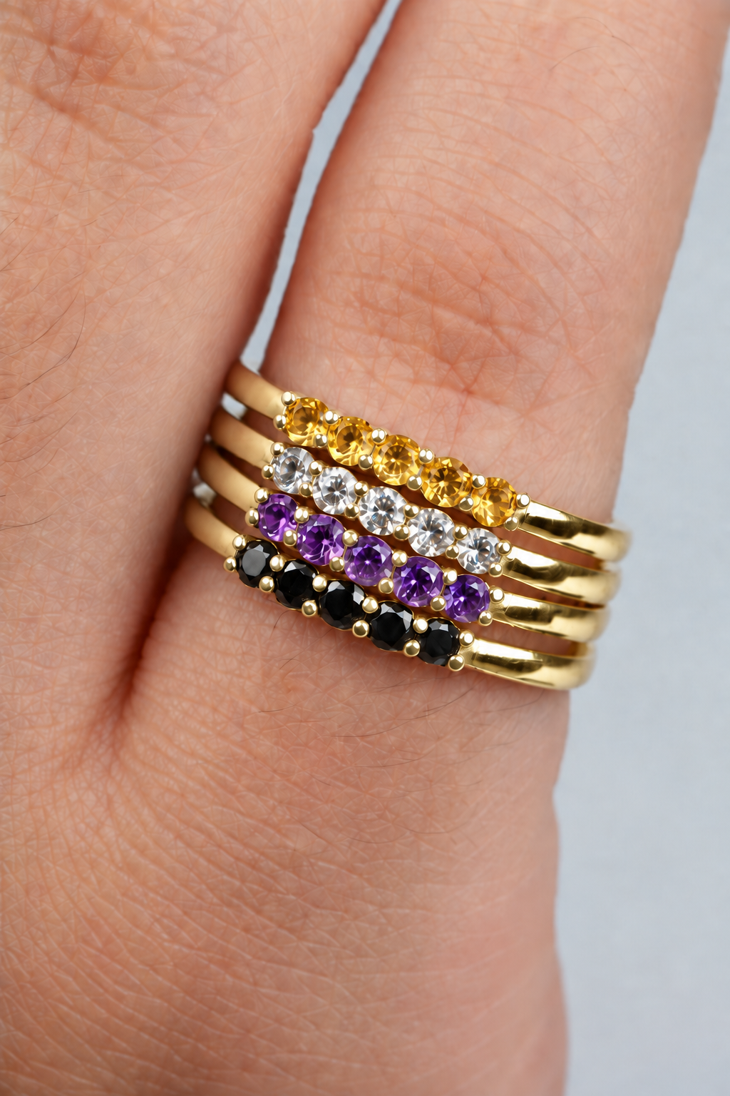 Build Your Flag - Non Binary Pride Stack in 14K Yellow Gold