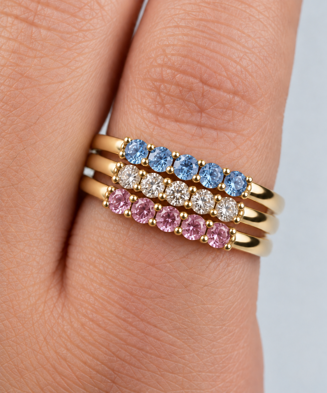 Build Your Flag -Trans Pride Stack in 14K Yellow Gold