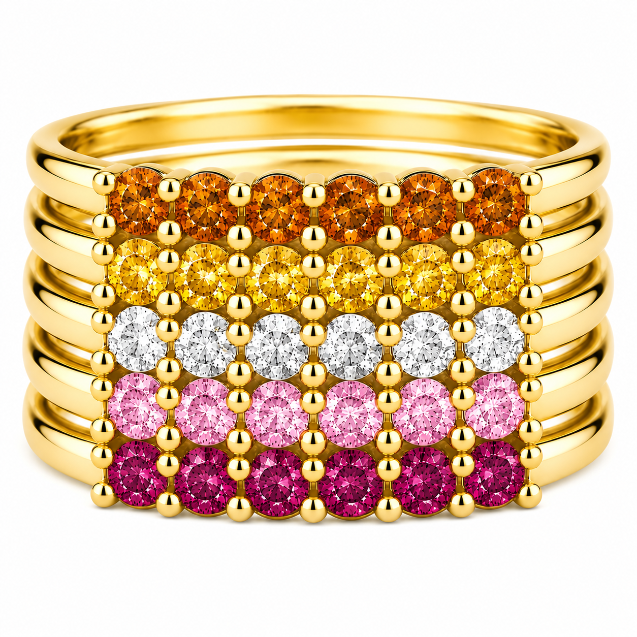 Build Your Flag - Lesbian Pride Five Stack in 14K Yellow Gold
