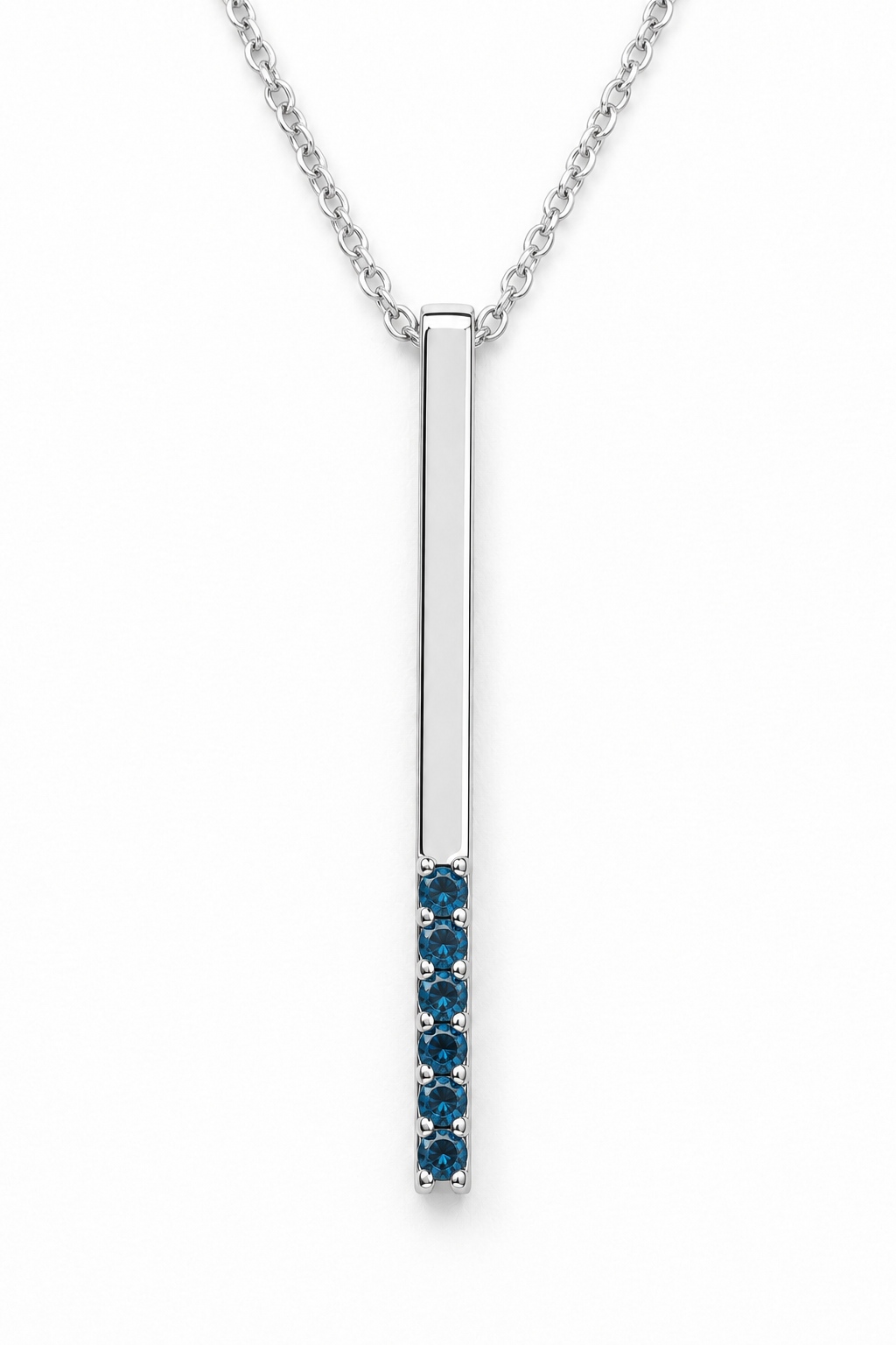 Build Your Flag Pillar Drop Pendant - Semiprecious Gemstones in 14K White Gold