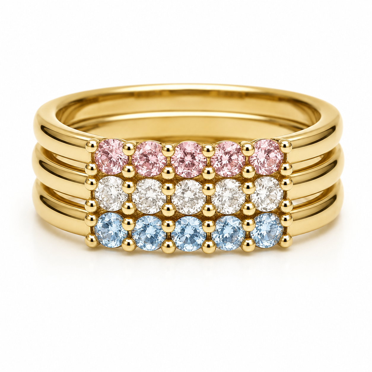 Build Your Flag -Trans Pride Stack in 14K Yellow Gold