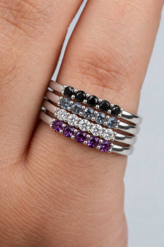 Build Your Flag - Asexual Pride Stack in 14K White Gold