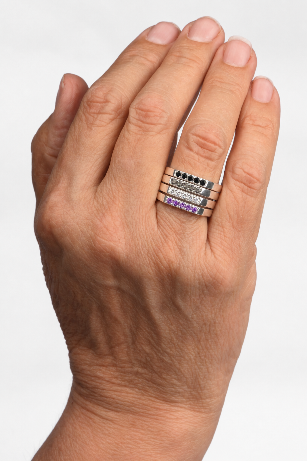 Build Your Flag - Asexual Pride Square Stack in Sterling Silver