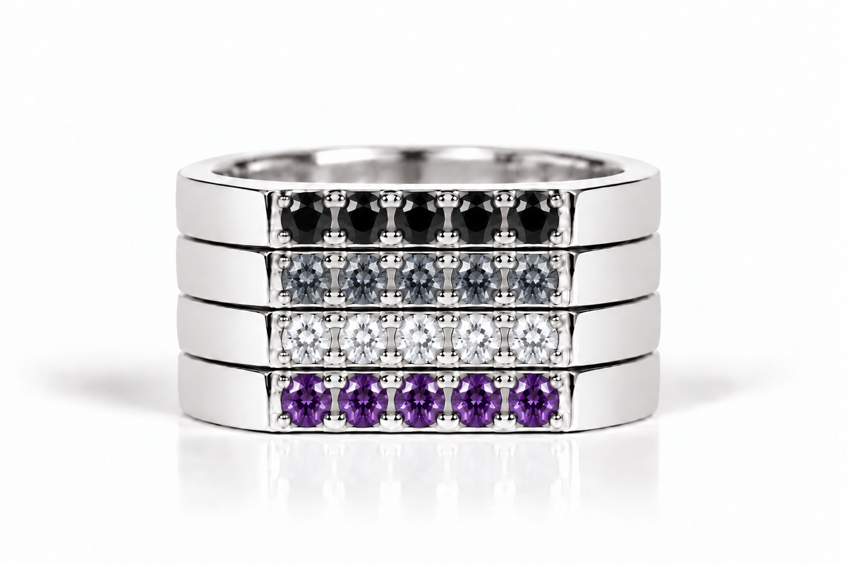 Build Your Flag - Asexual Pride Square Stack in Sterling Silver
