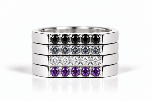 Build Your Flag - Asexual Pride Square Stack in 14K White Gold