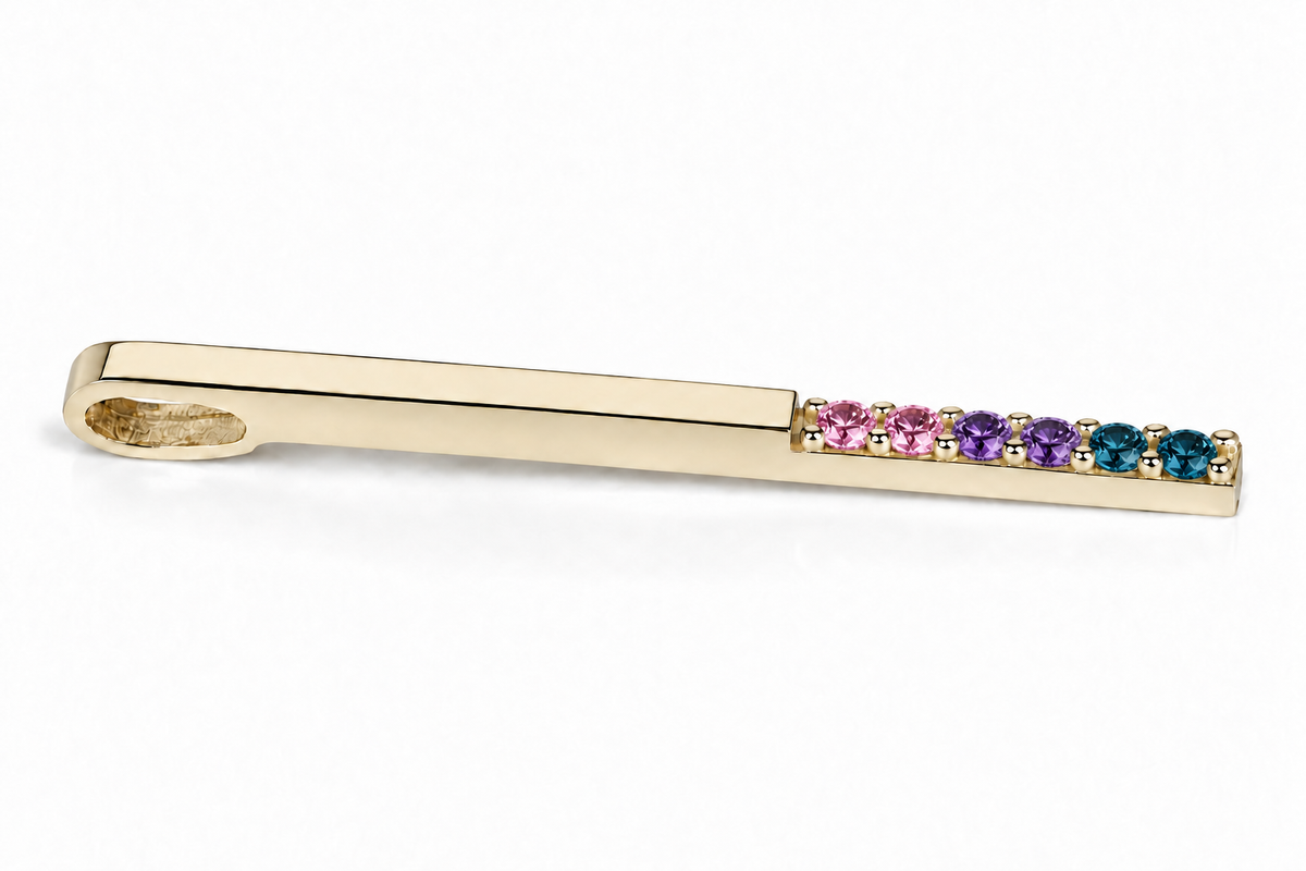 Build Your Flag - Bisexual Pride Vertical Pendant Necklace on Silk Cord in 14K Yellow or White Gold