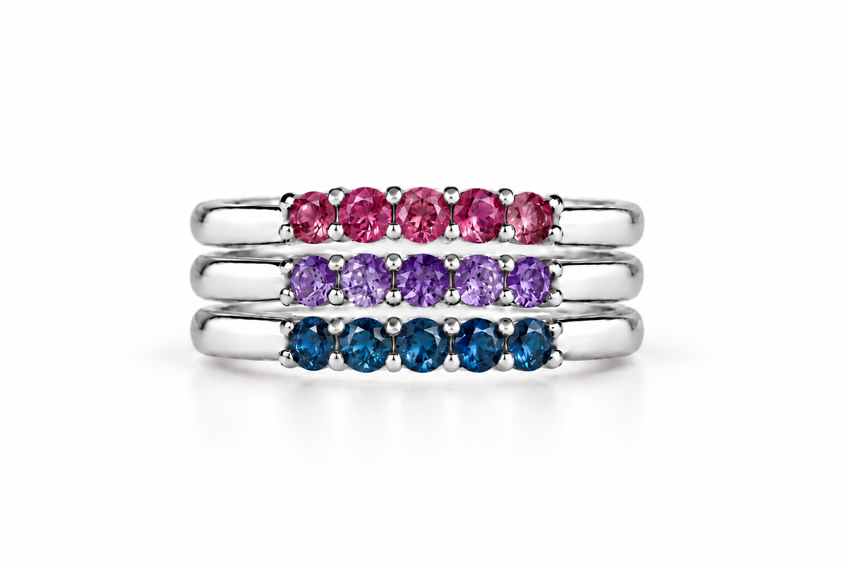 Build Your Flag - Bisexual Pride Stack in Sterling Silver