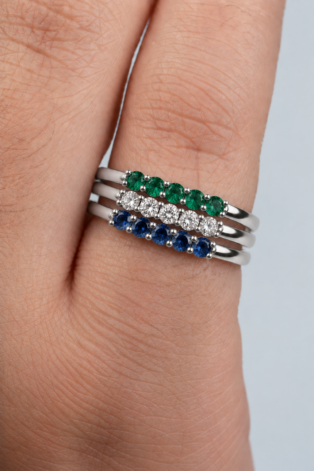 Build Your Flag - Gay Man Pride Three Stack in Sterling Silver