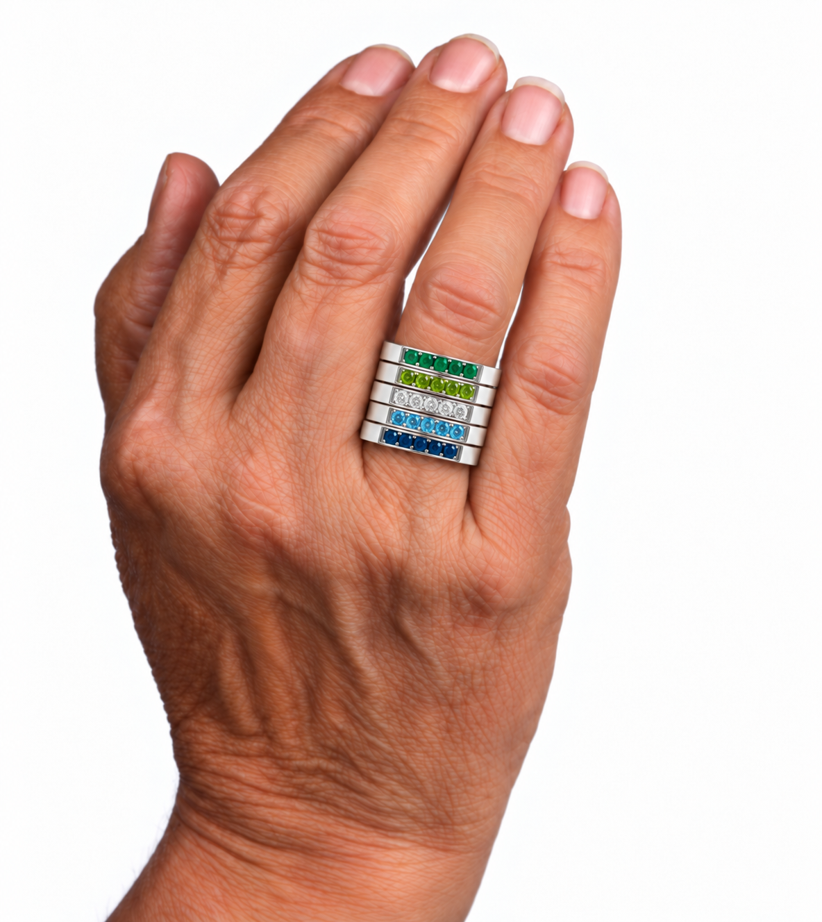 Build Your Flag - Gay Man Pride Square Five Stack in Sterling Silver