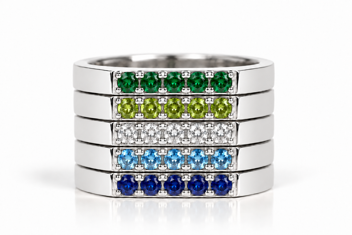 Build Your Flag - Gay Man Pride Square Five Stack in Sterling Silver