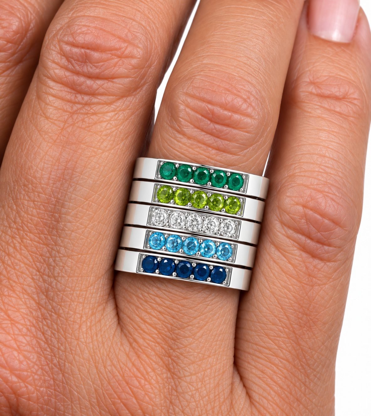 Build Your Flag - Gay Man Pride Square Five Stack in Sterling Silver