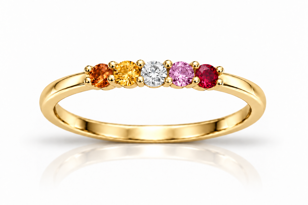 Build Your Flag - Lesbian Pride Ring in 14K Yellow or White Gold