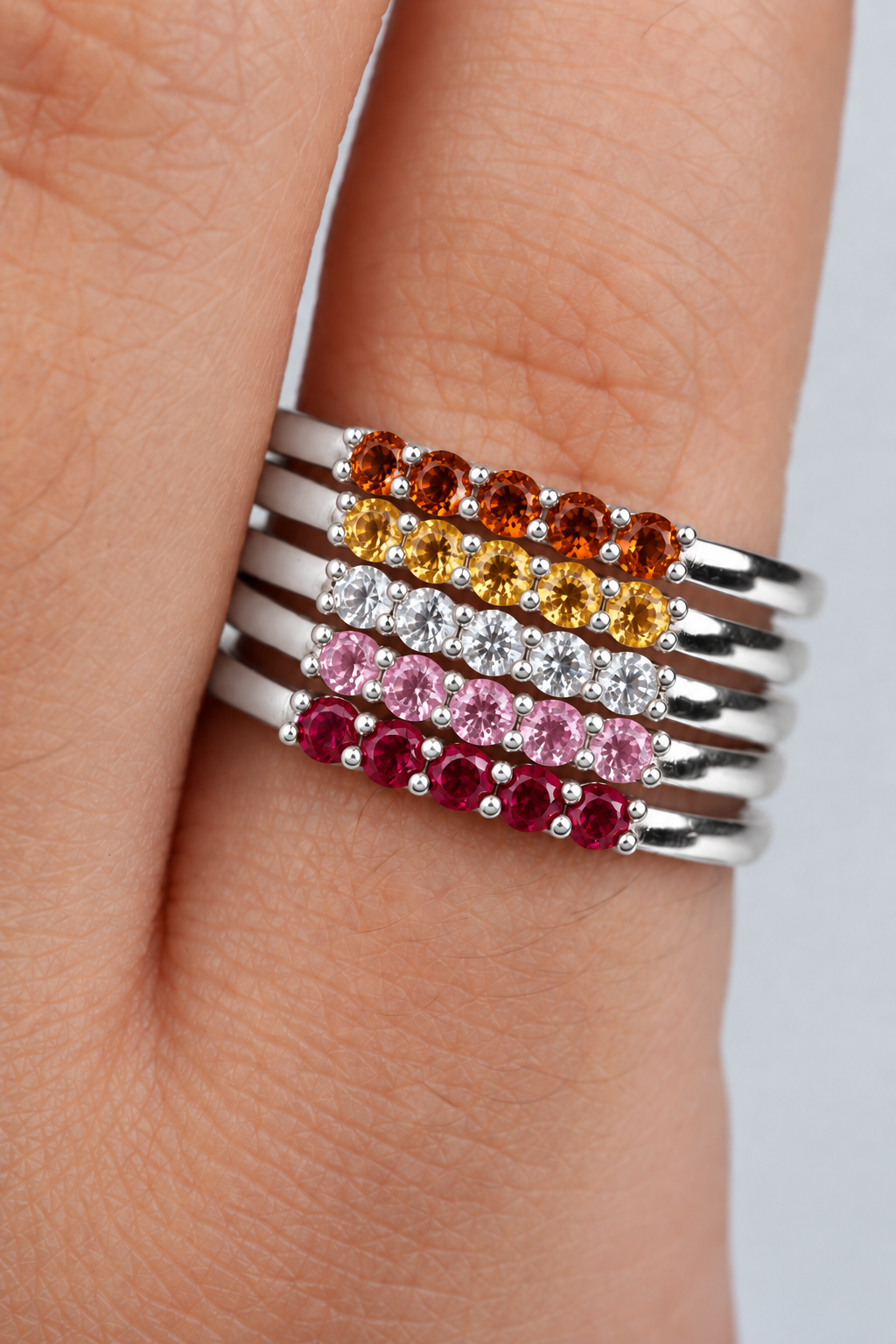 Build Your Flag - Lesbian Pride Five Stack in Sterling Silver