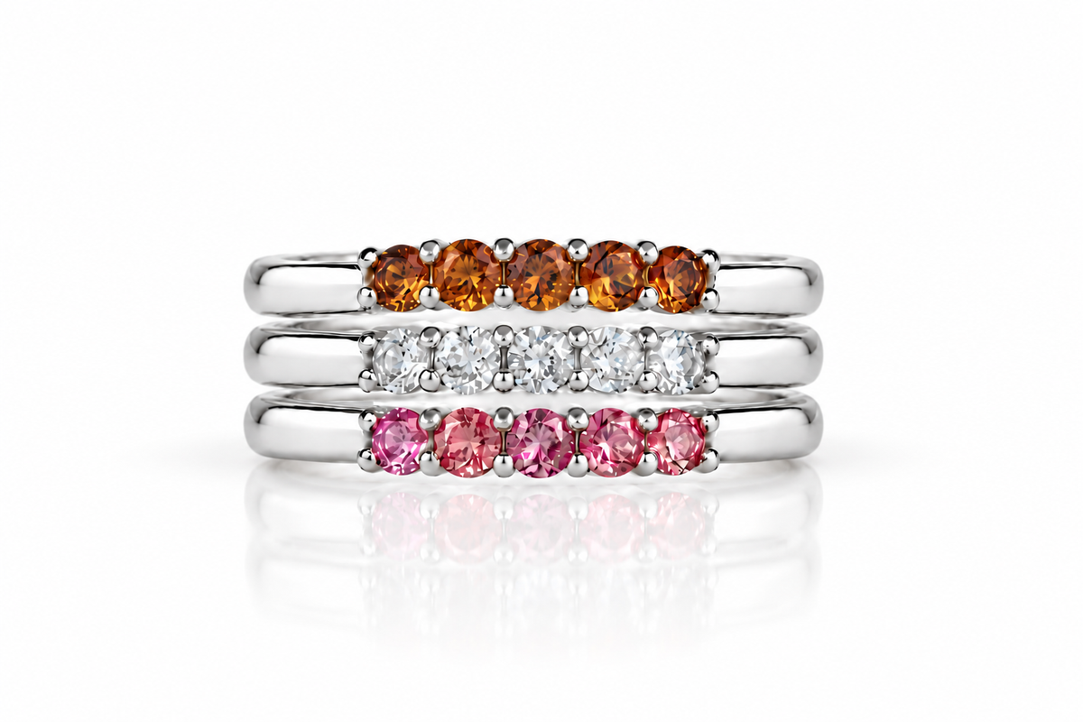 Build Your Flag - Lesbian Pride Three Stack in Sterling Silver