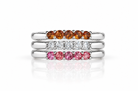 Build Your Flag - Lesbian Pride Three Stack in Sterling Silver