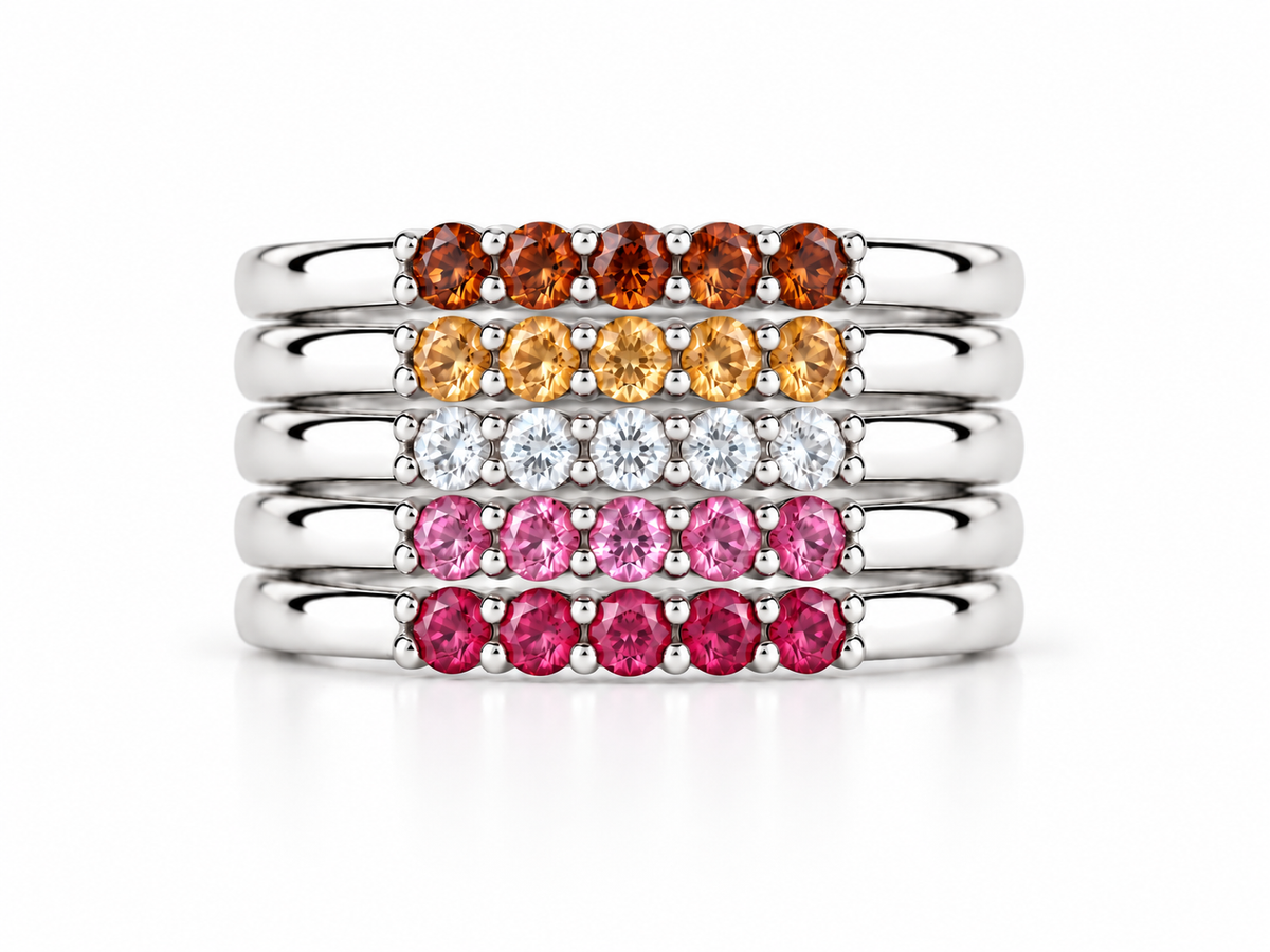 Build Your Flag - Lesbian Pride Five Stack in 14K White Gold