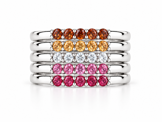 Build Your Flag - Lesbian Pride Five Stack in 14K White Gold