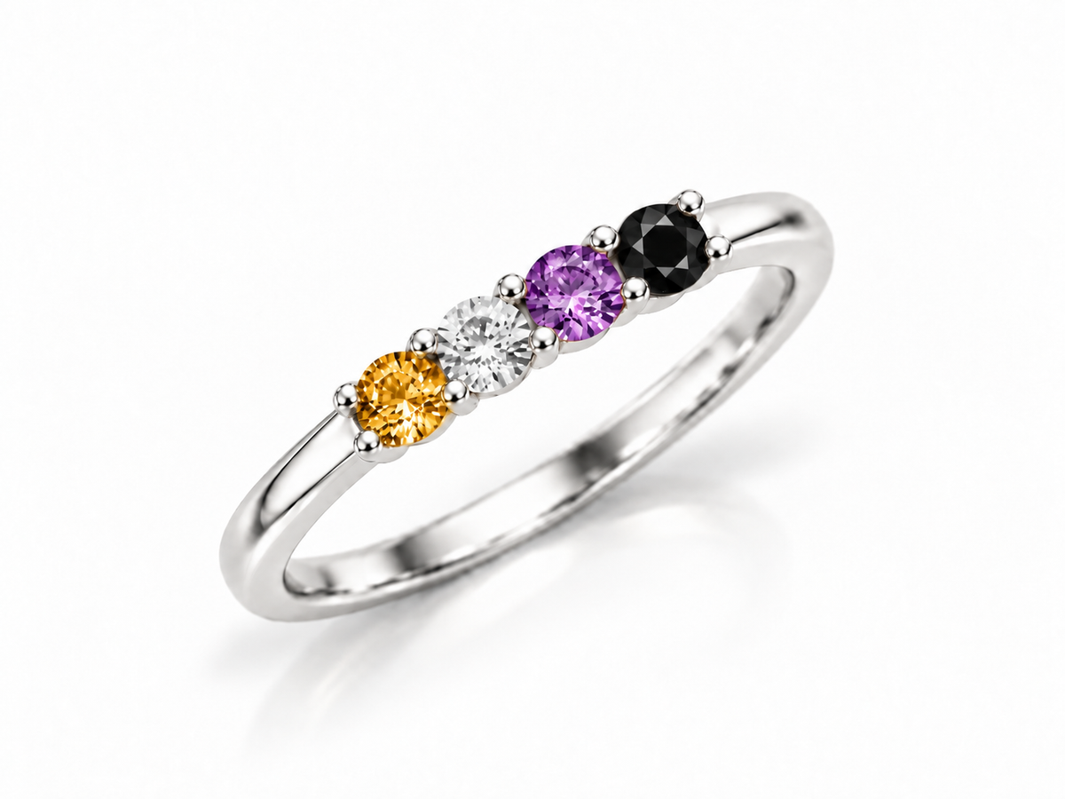 Build Your Flag - Non Binary Pride Ring in 14K Yellow or White Gold