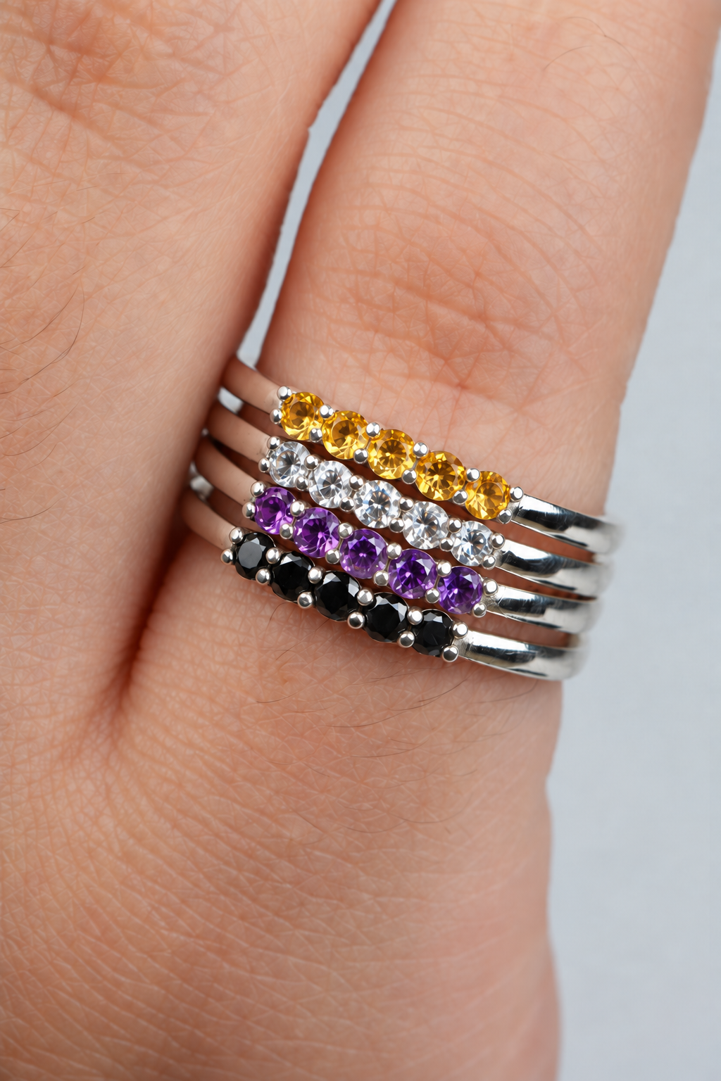 Build Your Flag - Non Binary Pride Stack in Sterling Silver