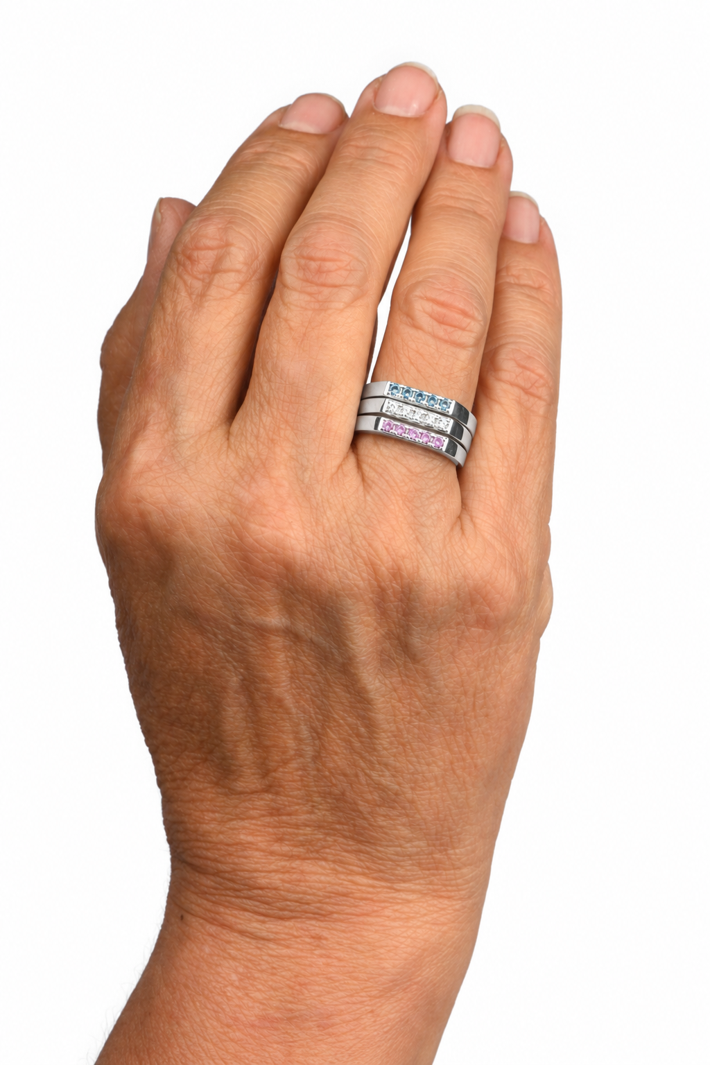 Build Your Flag - Trans Pride Square Stack in Sterling Silver