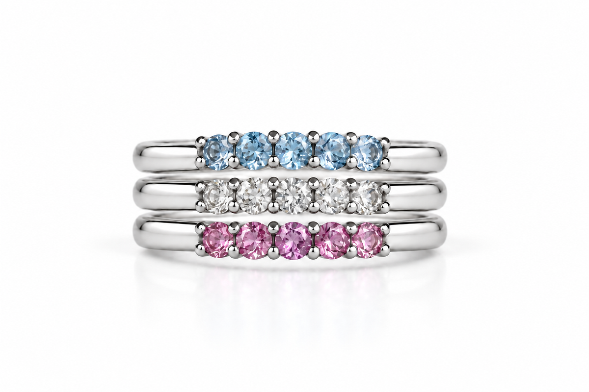 Build Your Flag -Trans Pride Stack in 14K White Gold