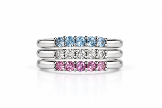 Build Your Flag -Trans Pride Stack in 14K White Gold