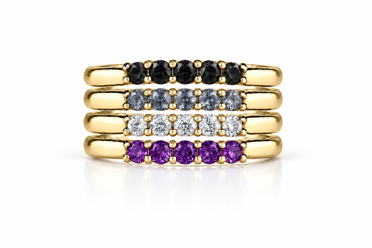 Build Your Flag - Asexual Pride Stack in 14K Yellow Gold