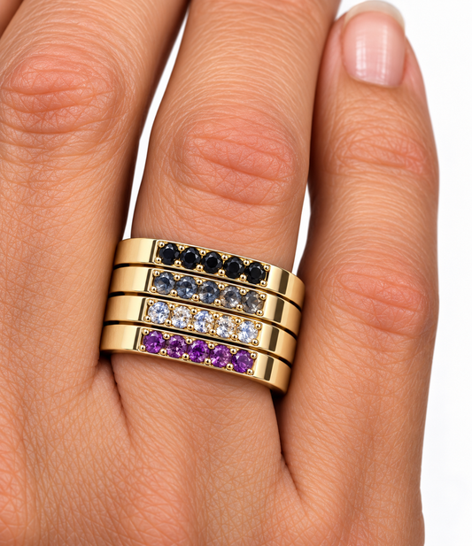 Build Your Flag - Asexual Pride Square Stack in 14K Yellow Gold