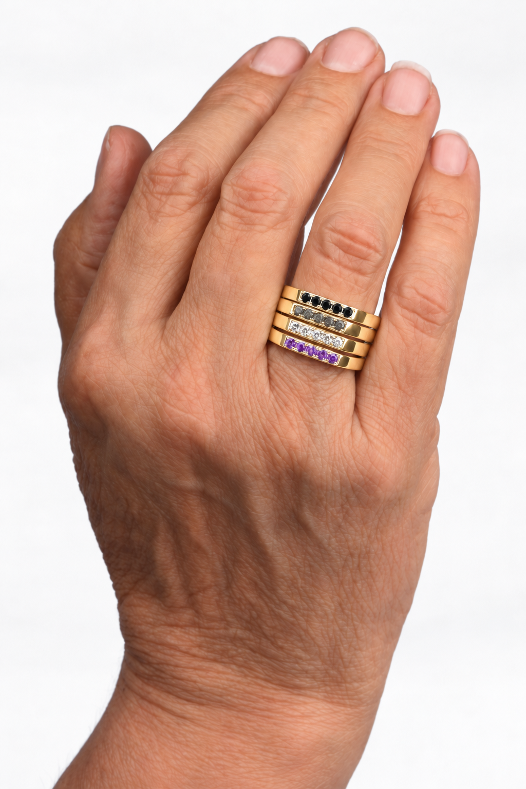 Build Your Flag - Asexual Pride Square Stack in 14K Yellow Gold