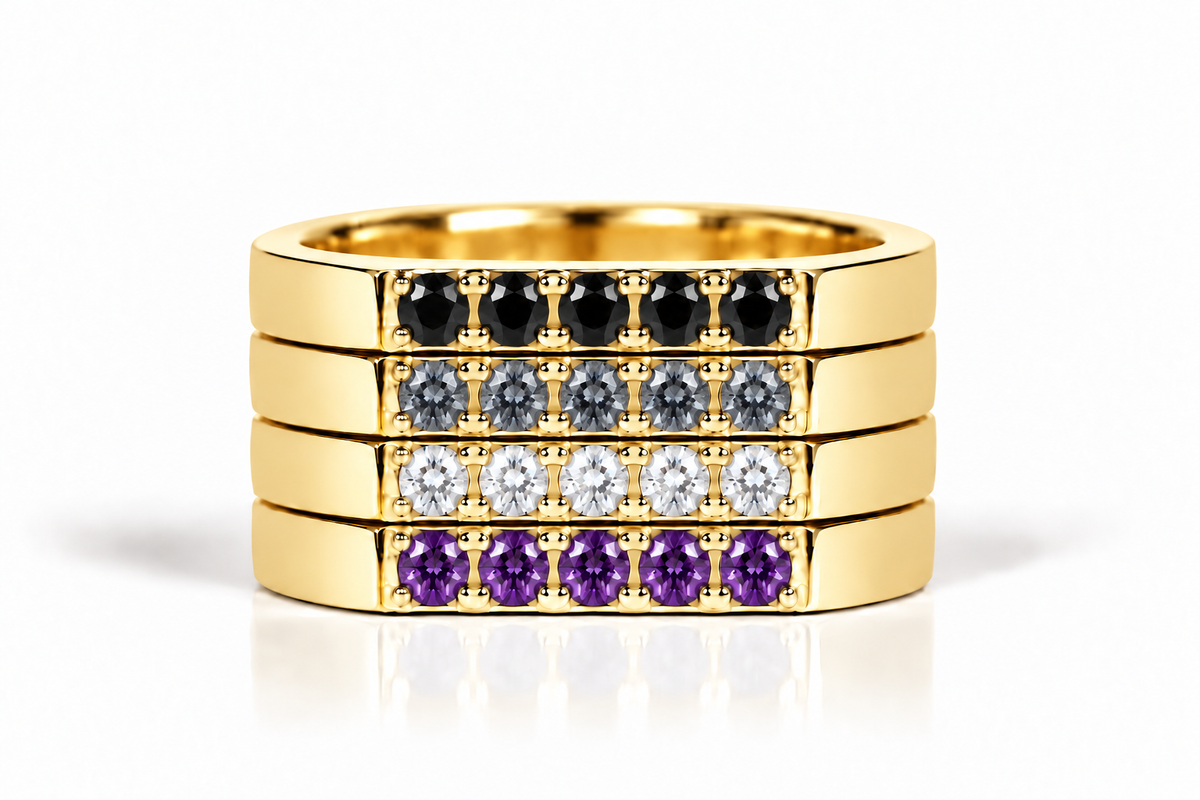 Build Your Flag - Asexual Pride Square Stack in 14K Yellow Gold