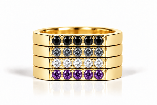 Build Your Flag - Asexual Pride Square Stack in 14K Yellow Gold
