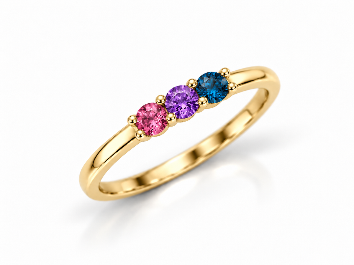 Build Your Flag - Bisexual Pride Ring in 14K Yellow or White Gold