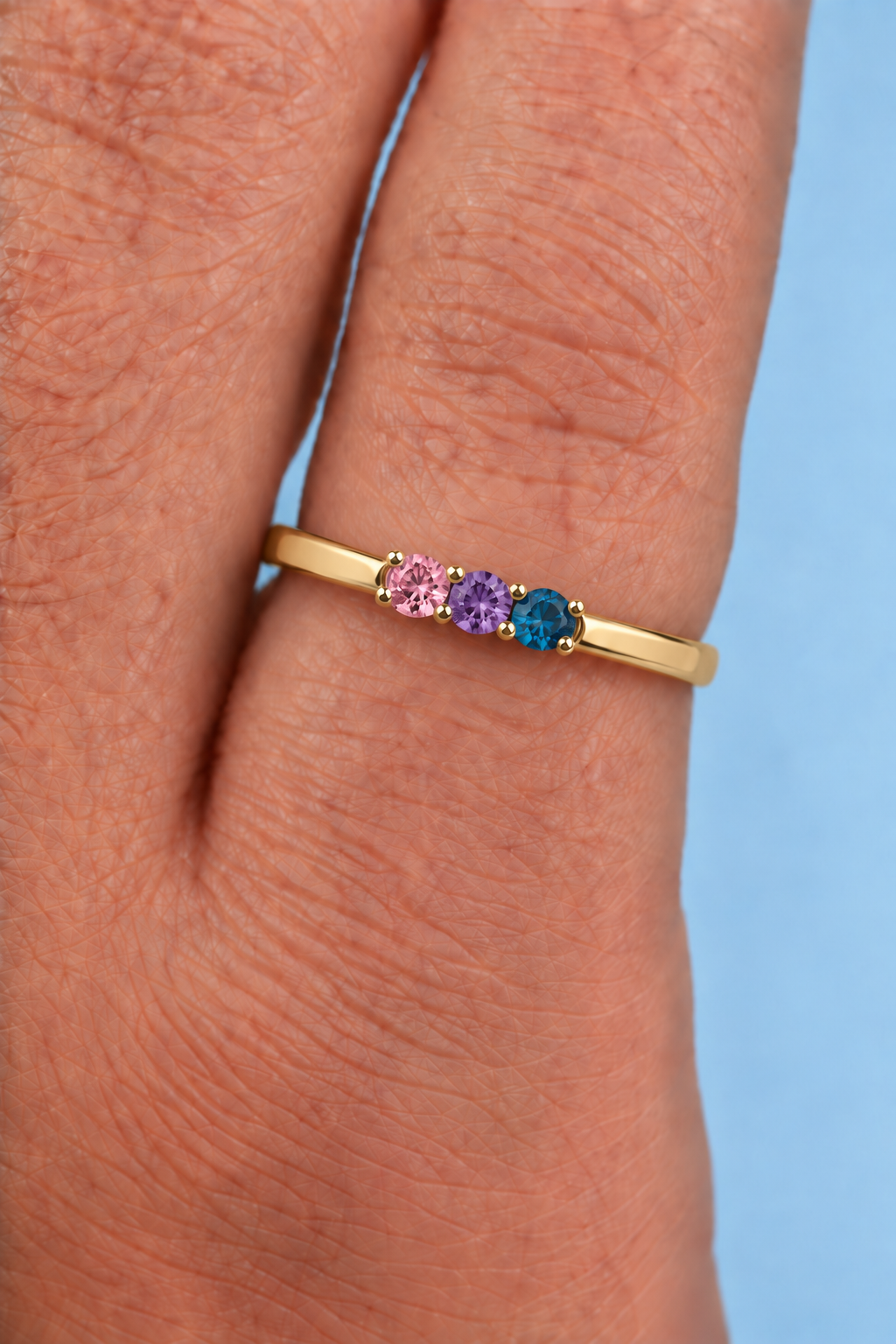 Build Your Flag - Bisexual Pride Ring in 14K Yellow or White Gold