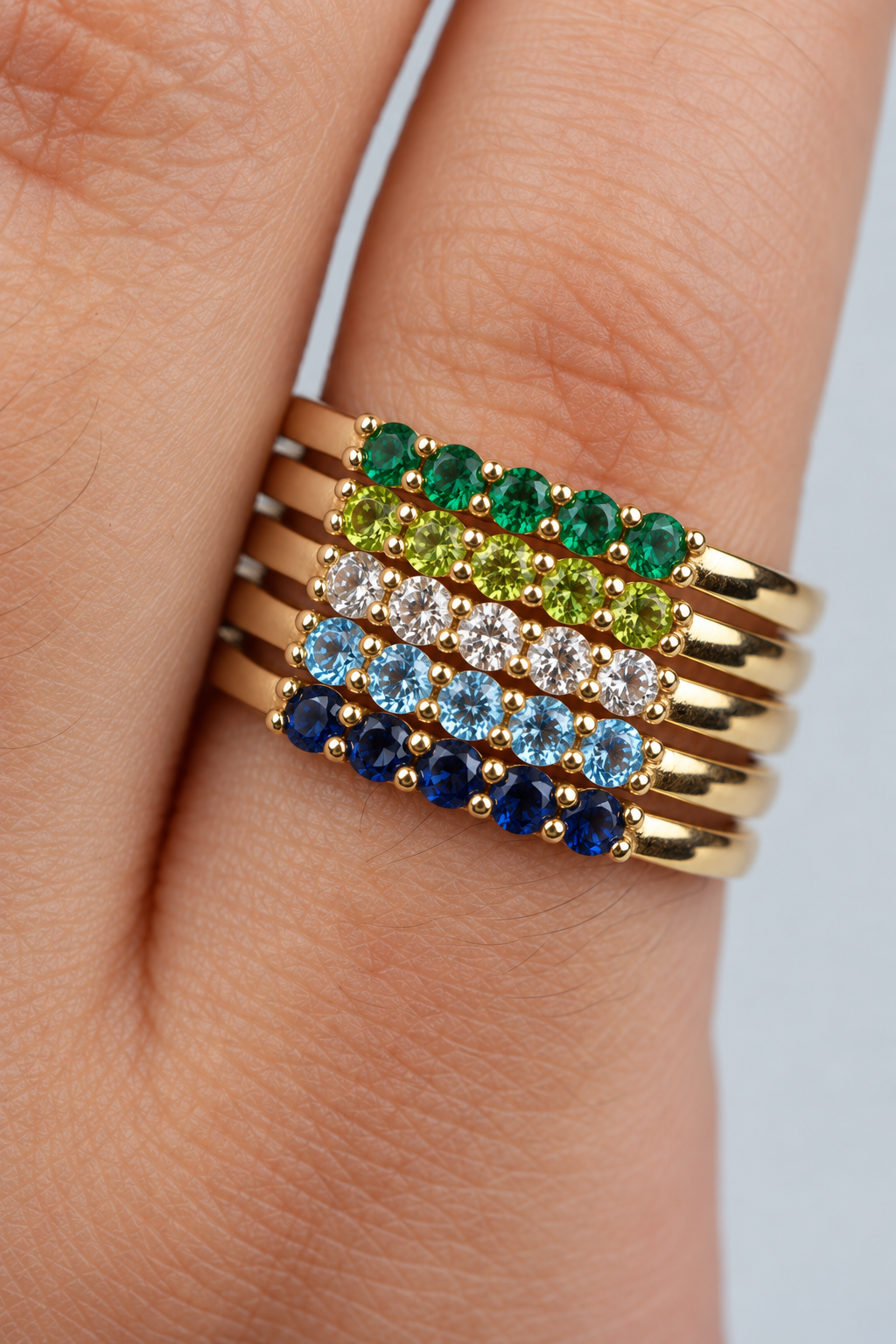 Build Your Flag - Gay Man Pride Five Stack in 14K Yellow Gold