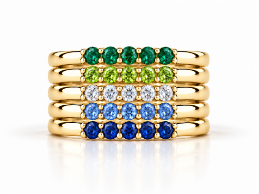 Build Your Flag - Gay Man Pride Five Stack in 14K Yellow Gold