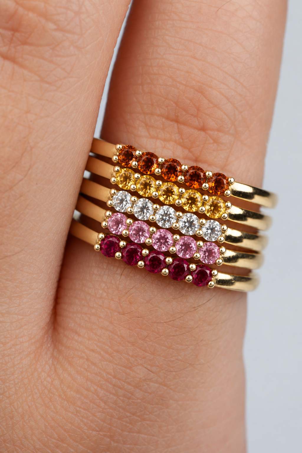 Build Your Flag - Lesbian Pride Five Stack in 14K Yellow Gold