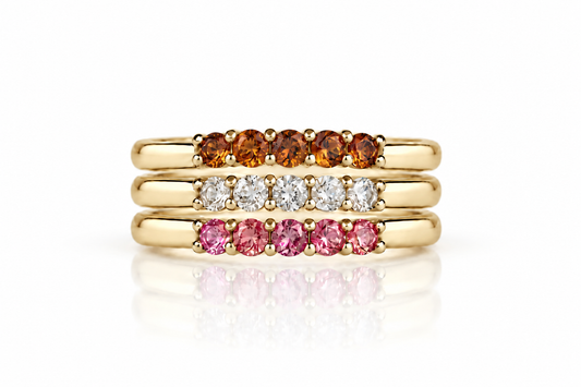 Build Your Flag - Lesbian Pride Three Stack in 14K Yellow Gold