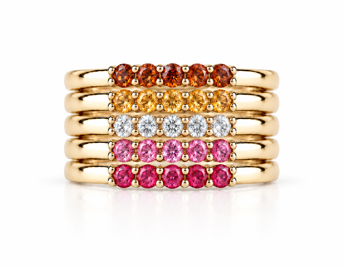 Build Your Flag - Lesbian Pride Five Stack in 14K Yellow Gold
