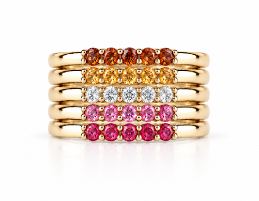 Build Your Flag - Lesbian Pride Five Stack in 14K Yellow Gold