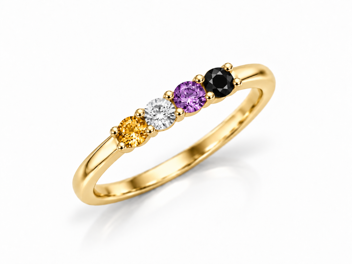 Build Your Flag - Non Binary Pride Ring in 14K Yellow or White Gold