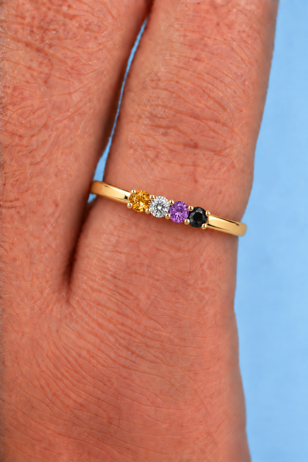 Build Your Flag - Non Binary Pride Ring in 14K Yellow or White Gold