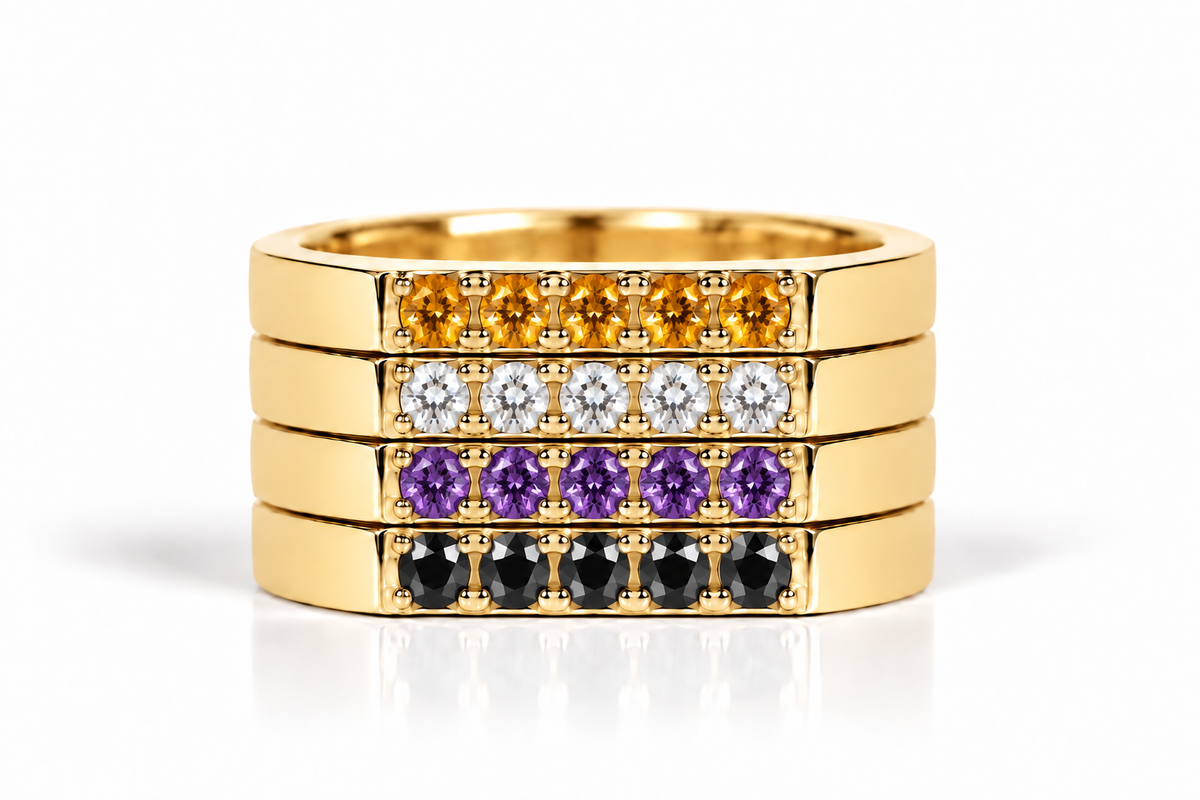 Build Your Flag - Non Binary Pride Square Stack in 14K Yellow Gold
