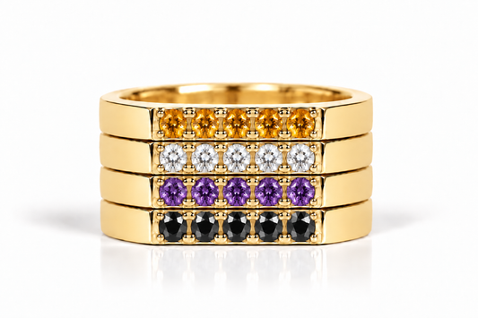 Build Your Flag - Non Binary Pride Square Stack in 14K Yellow Gold
