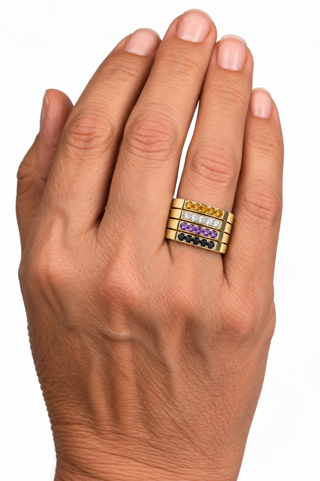 Build Your Flag - Non Binary Pride Square Stack in 14K Yellow Gold