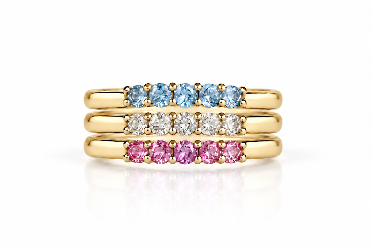 Build Your Flag -Trans Pride Stack in 14K Yellow Gold