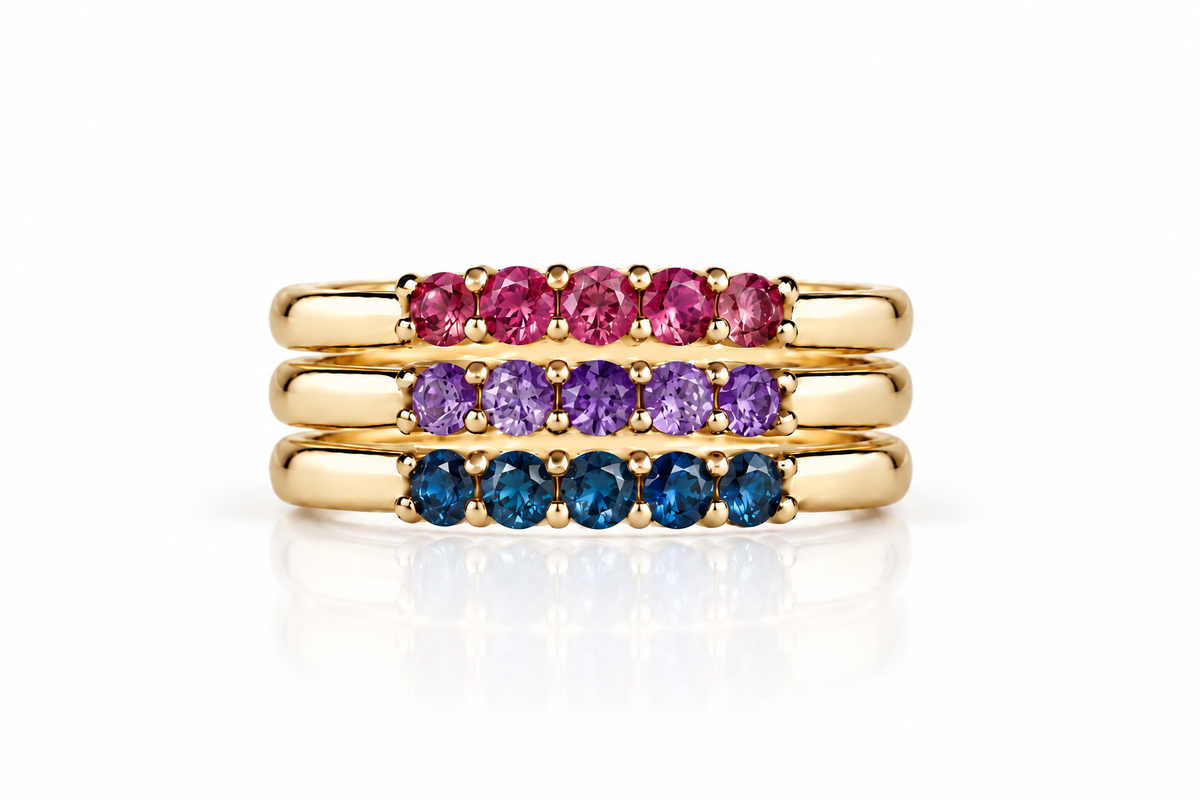 Build Your Flag - Bisexual Pride Stack in 14K Yellow Gold